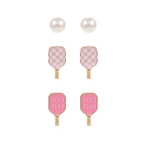 3 Pair Pickleball Paddle Earrings Set